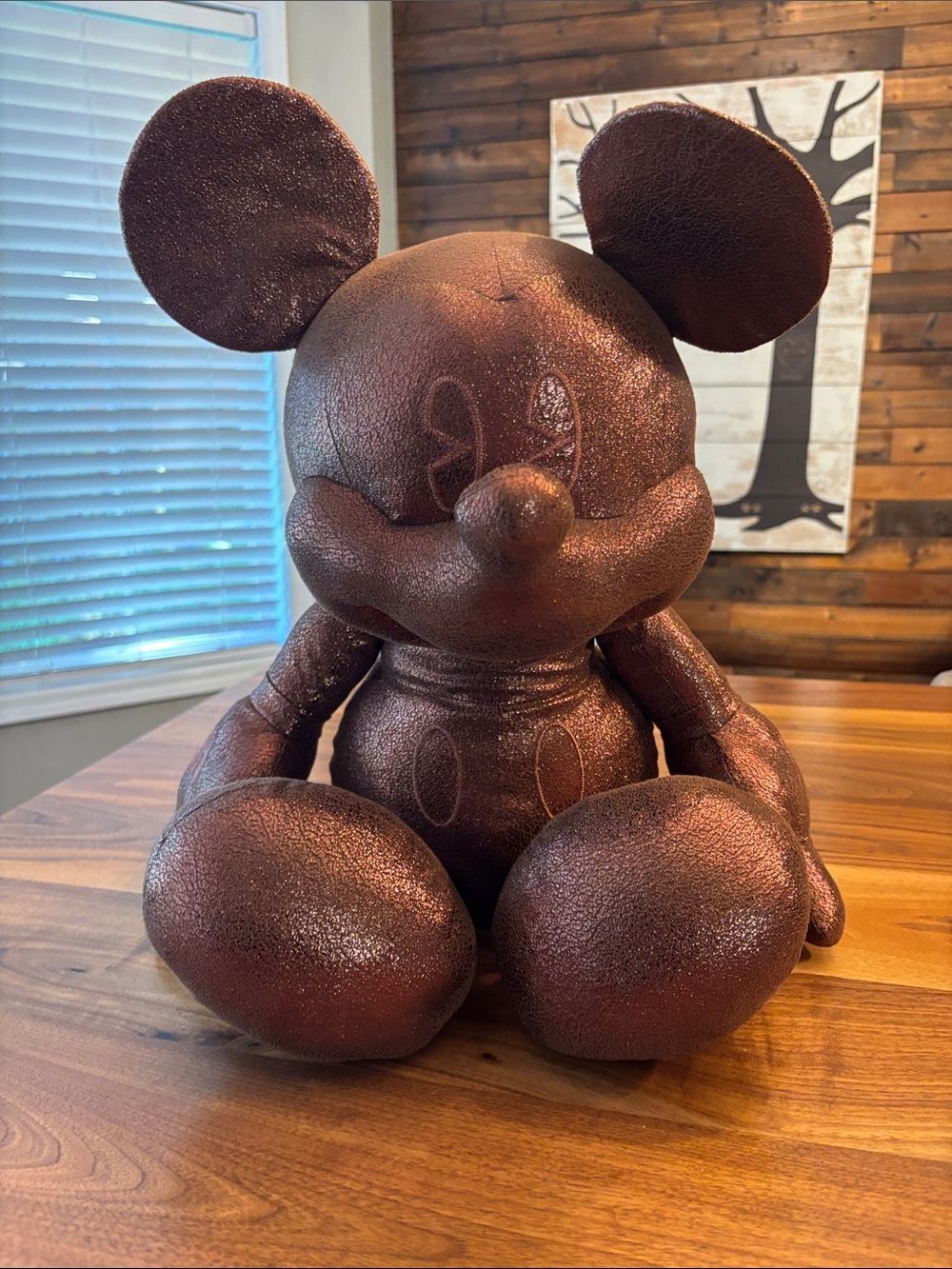 Disney Mickey Mouse Bronze Rose Gold Stuffed Animal Figure Stuffey 26”